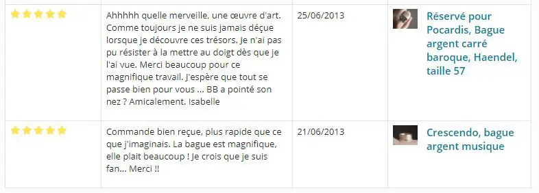 Comentarios de ventas Emmanuelle Guyon