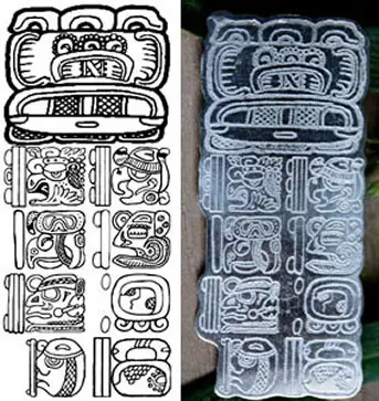 Dibujo preparatorio de la fecha de la Cuenta Larga maya