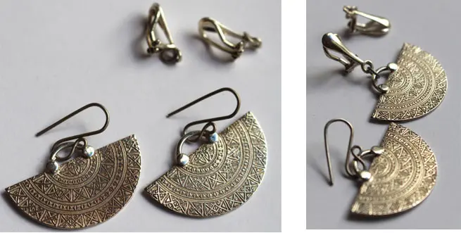 Broches de plata maciza para aretes sin perforación