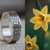 Narciso, flores y anillo