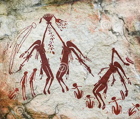 Pintura rupestre Kiro Kiro de Australia, de la región de Kimberley.