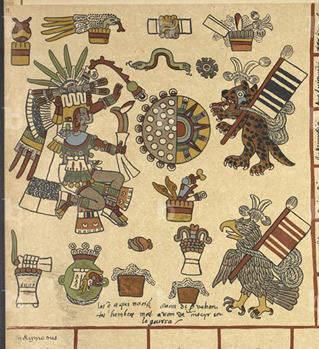 Página del Codex Borbónico que muestra el eclipse