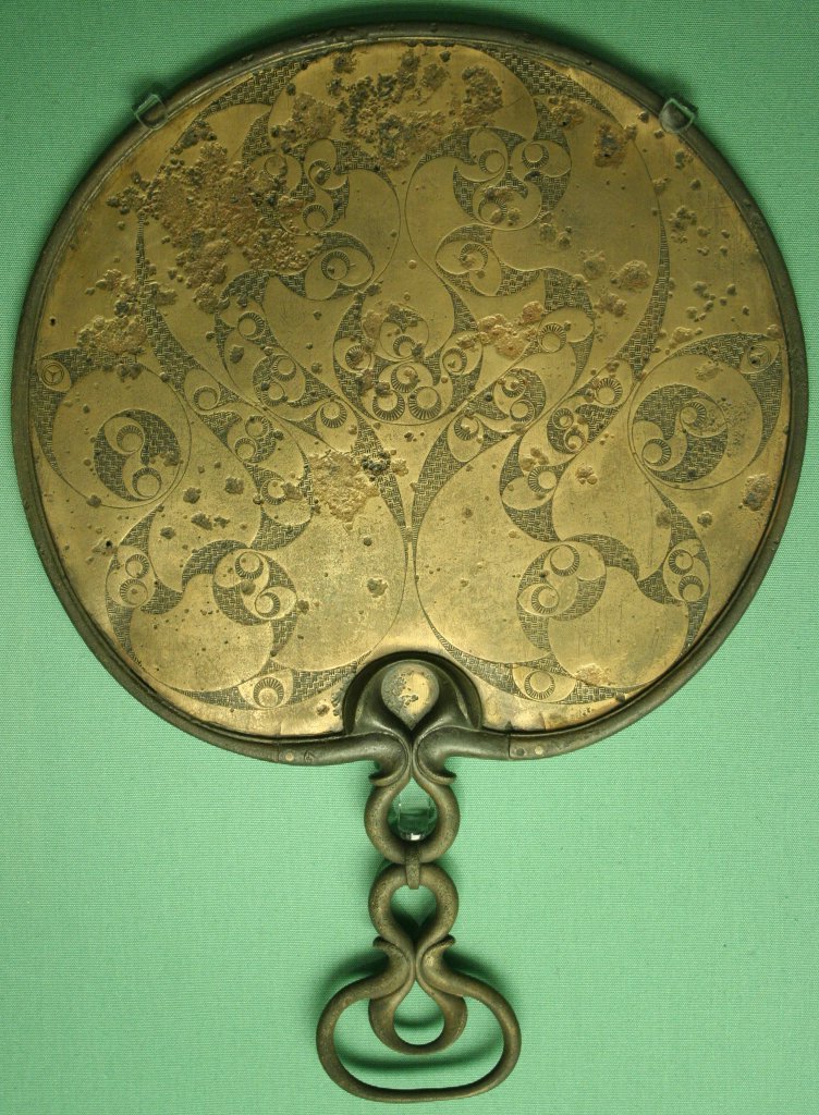 The back of the Desborough Mirror, a typical Celtic artifact from the Insular La Tène period.