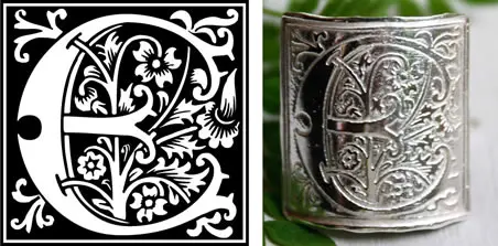 Anillo Inicial medieval de estilo iluminación