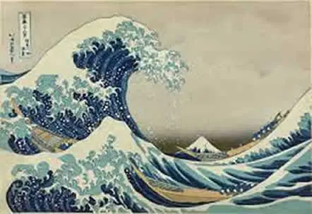La gran ola de Kanagawa del ukiyo-e, Hokusai 