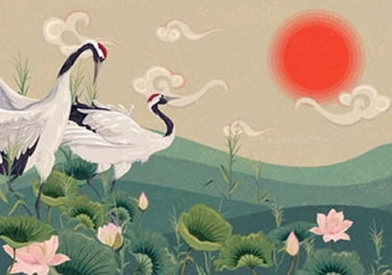 Japanese crane print