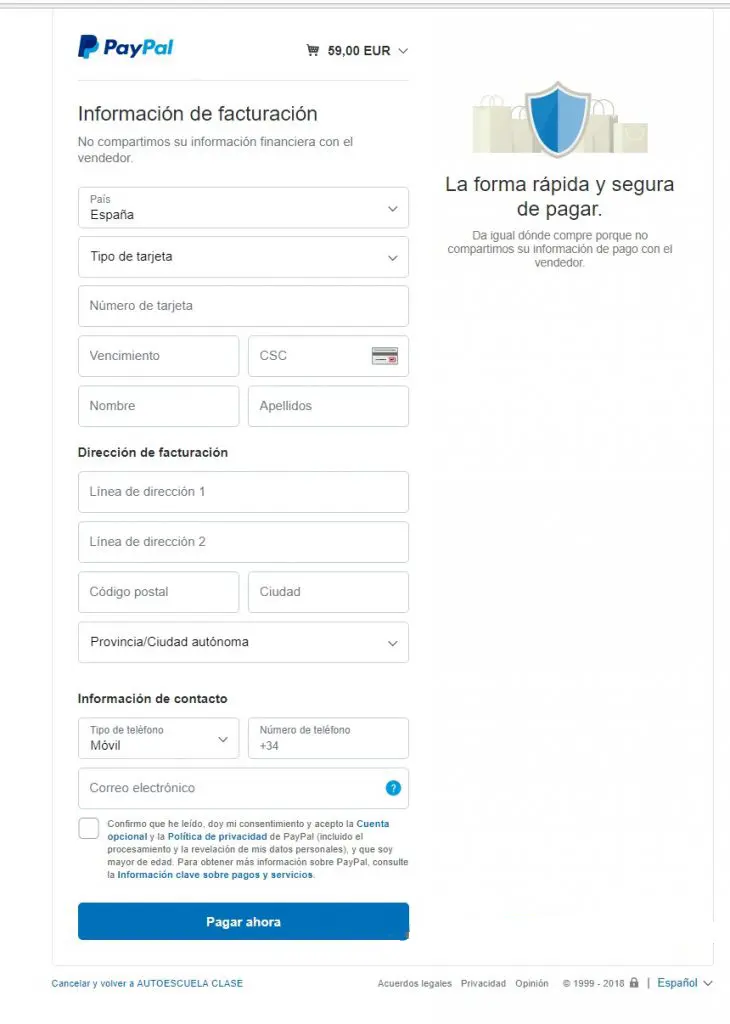 Pagar a través de PayPal sin abrir una cuenta