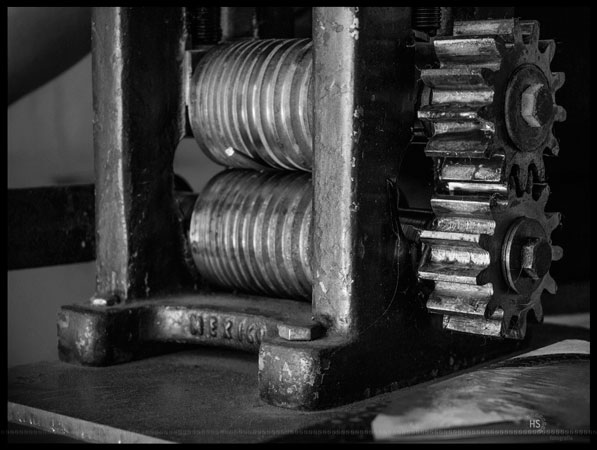 Paso del alambre de plata al laminador