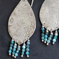 A contracorriente, aretes carpa koi japonesa en plata y amazonita