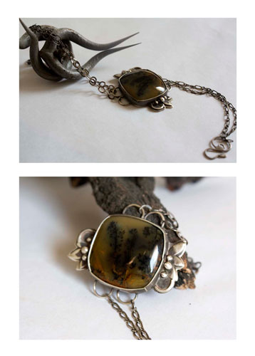 A la sombra del pino, pulsera bosque costero en plata y ágata amethyst sage