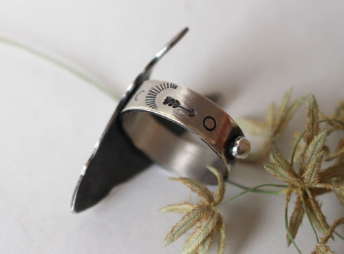 Abundance, bison totem ring in sterling silver