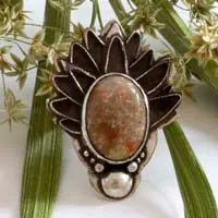 Alcachofa de otoño, anillo leyenda griega en plata y jaspe otoño