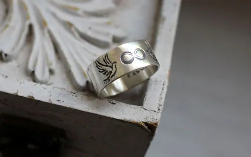 Alianzas destino, anillo naturaleza bohemia infinito en plata