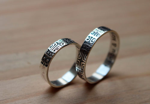 Alianzas diapasón, anillo símbolo polinesio en plata