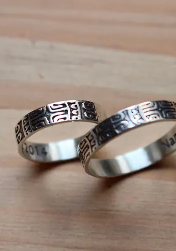 Alianzas diapasón, anillo símbolo polinesio en plata