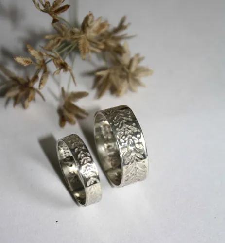 Alianzas personalizadas, anillo corona botánica en plata