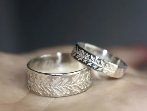 Alianzas personalizadas, anillo corona botánica en plata
