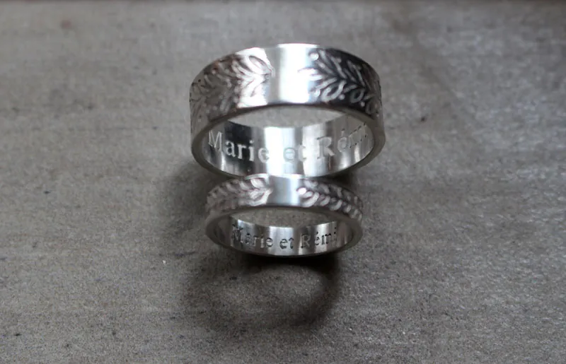 Alianzas personalizadas, anillo corona botánica en plata