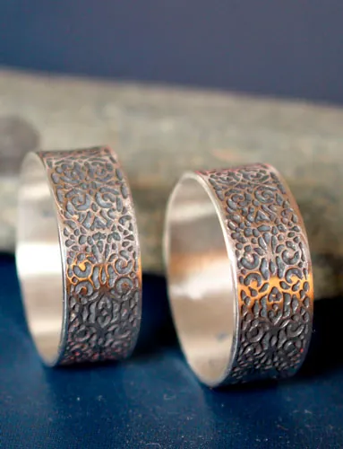 Alianzas victorianas, anillo de matrimonio barroco en plata