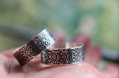 Alianzas victorianas, anillo de matrimonio barroco en plata