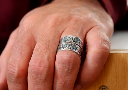 Alianzas victorianas, anillo de matrimonio barroco en plata
