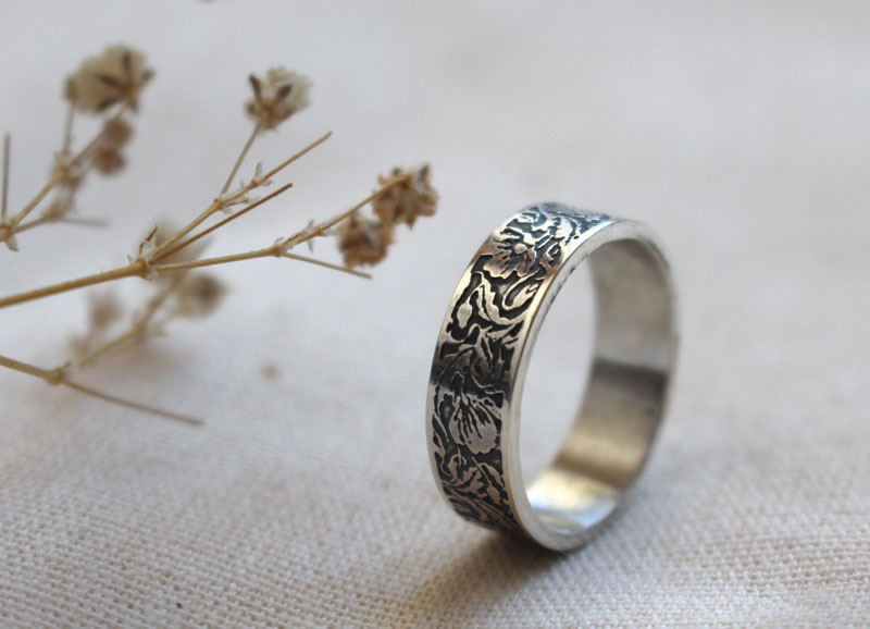 Amapola, anillo flor en plata