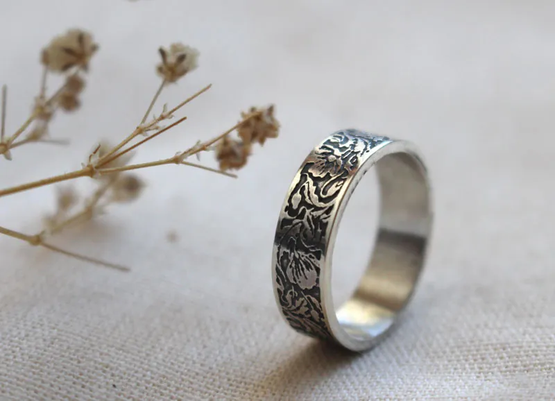 Amapola, anillo flor en plata