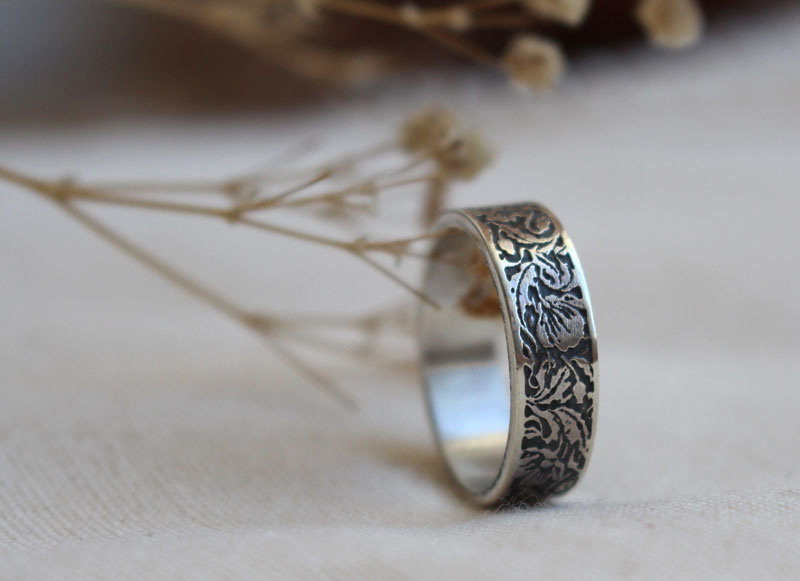 Amapola, anillo flor en plata