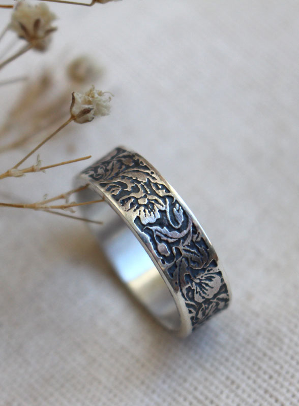 Amapola, anillo flor en plata