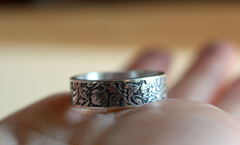 Amapola, anillo flor en plata