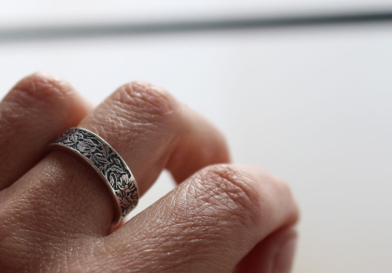 Amapola, anillo flor en plata
