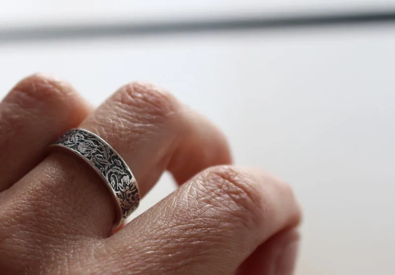 Amapola, anillo flor en plata