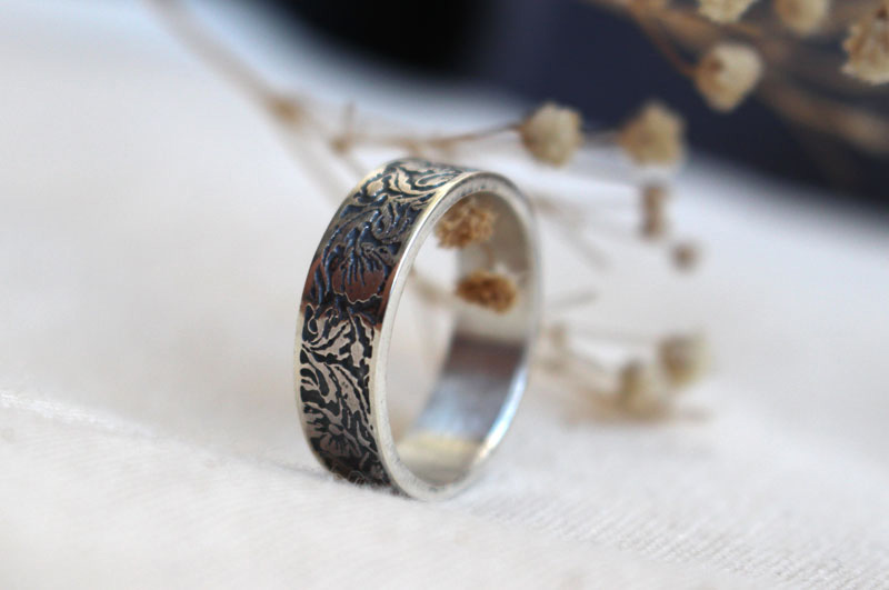 Amapola, anillo flor en plata
