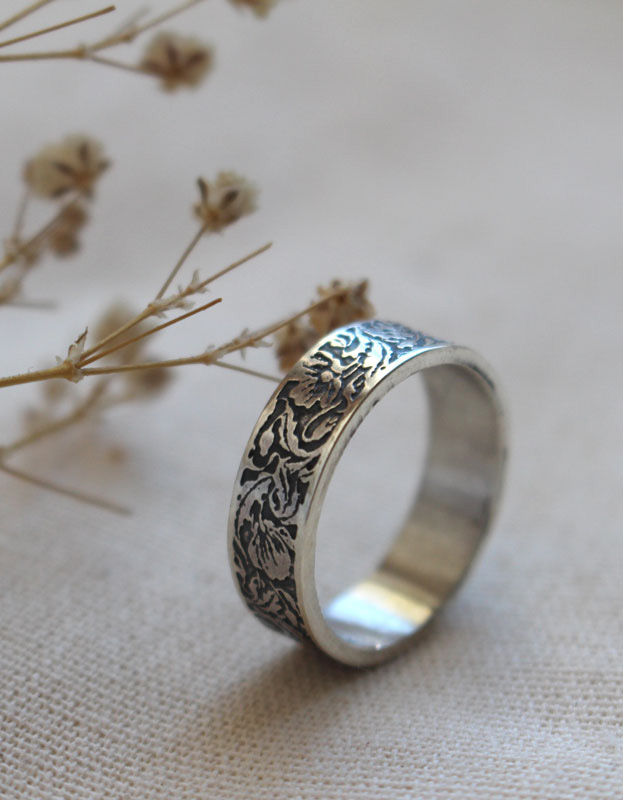 Amapola, anillo flor en plata