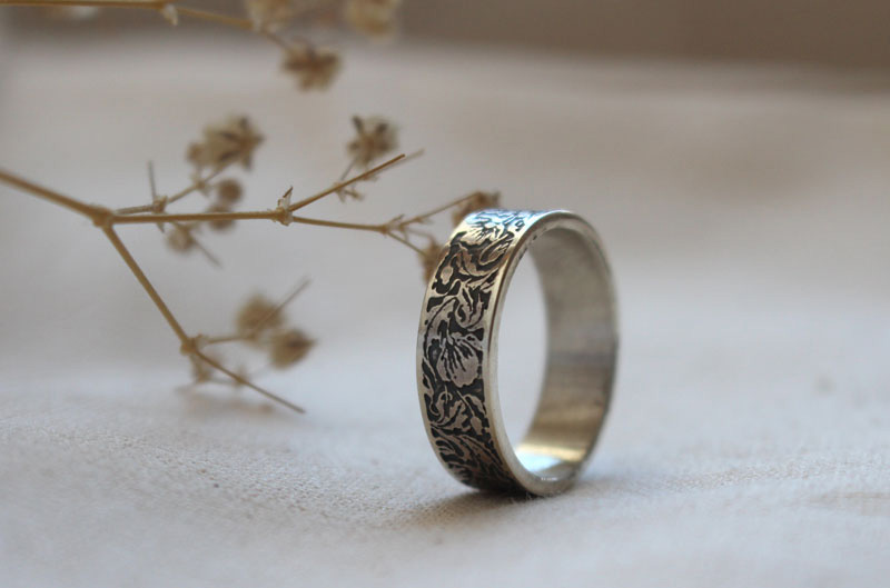Amapola, anillo flor en plata