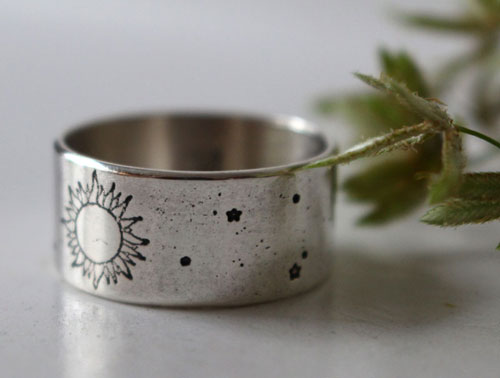 Apollo, Greek sun god ring in sterling silver