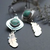 Aprender a volar, aretes de plumas soñadoras en plata y turquesa