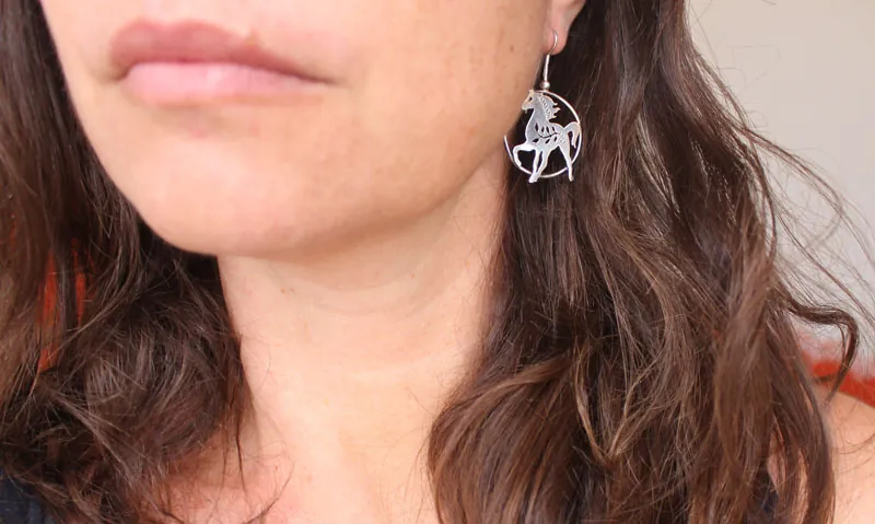 Arión, aretes caballo de la leyenda griega en plata