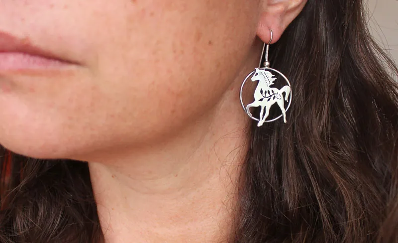 Arión, aretes caballo de la leyenda griega en plata