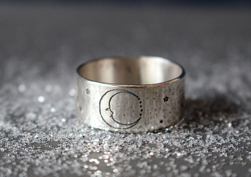 Artemis, Greek moon goddess ring in sterling silver
