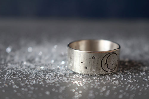 Artemis, Greek moon goddess ring in sterling silver