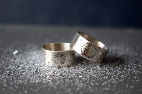 Artemisa, anillo diosa griega de la luna en plata