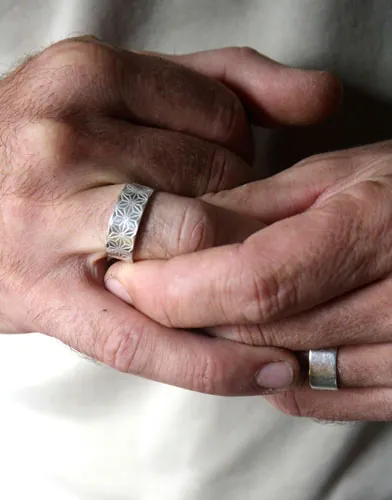 Asanoha, anillo hoja de cáñamo japonés en plata