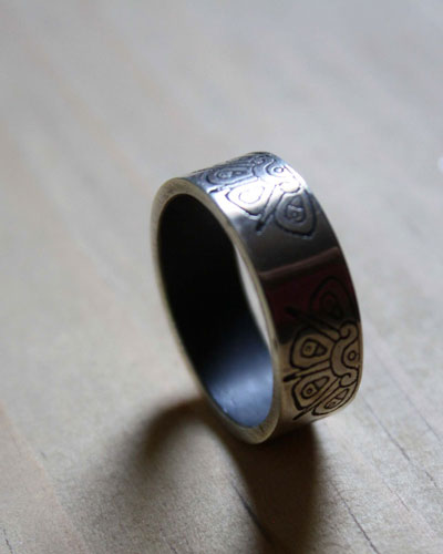 Astro divino, anillo sol maya tribal en plata