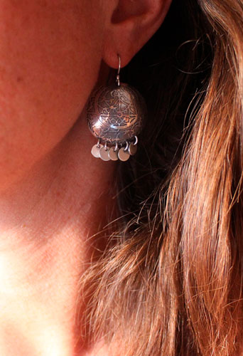 Astrolabe, astronomy earrings sterling silver