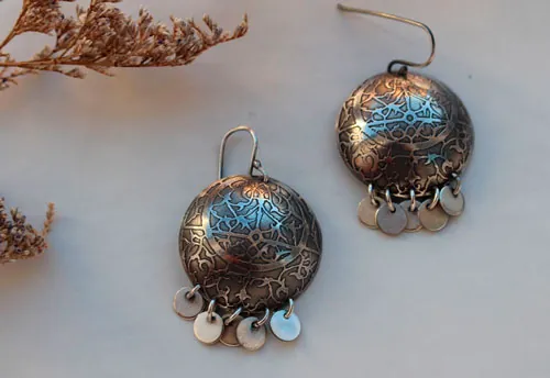 Astrolabio, aretes astronomía en plata