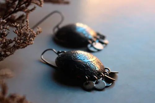 Astrolabio, aretes astronomía en plata