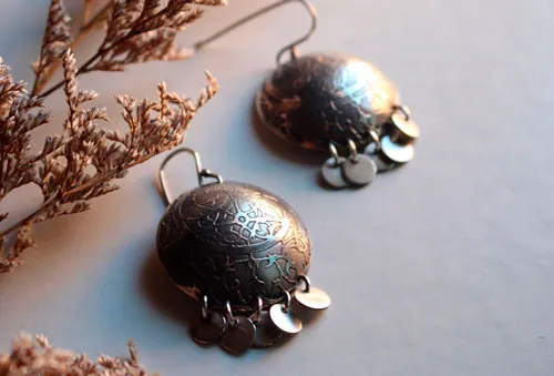Astrolabio, aretes astronomía en plata