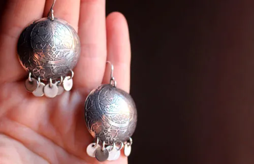 Astrolabio, aretes astronomía en plata