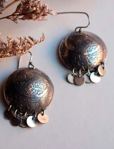Astrolabio, aretes astronomía en plata